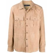 Beige Suede Safari Jacket Polo Ralph Lauren , Beige , Heren