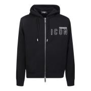 Zwarte rits hoodie voor heren Dsquared2 , Black , Heren