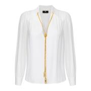 Georgette blouse met V-hals en gerimpelde schouders Elisabetta Franchi...