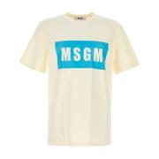 Zachte Katoenen T-shirt in Crème Msgm , Yellow , Heren