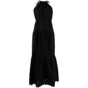 Zwarte Katoenen Maxi Jurk Geborduurd Michael Kors , Black , Dames