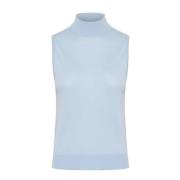 Zacht Chambray Hoge Hals Gebreid Part Two , Blue , Dames