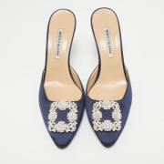 Pre-owned Satin sandals Manolo Blahnik Pre-owned , Blue , Dames