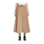 Beige Fluweel Wijd Uitlopende Rok Max Mara Studio , Beige , Dames