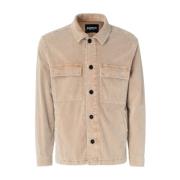 Beige Ribfluwelen Overshirt Jas Dondup , Beige , Heren