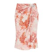 Barocco Sea Print Wrap Midi Rok Versace , Pink , Dames