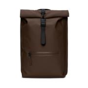 Rolltop Rugzak met Fietsslotlus Rains , Brown , Unisex