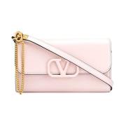 Stijlvolle Leren Tas Valentino , Pink , Dames