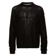 Casual Langemouw Zwart Wol T-Shirt Rick Owens , Black , Heren