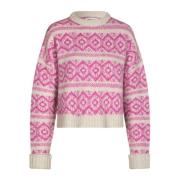 Neonroze Trui met Fijn Patroon Lollys Laundry , Pink , Dames