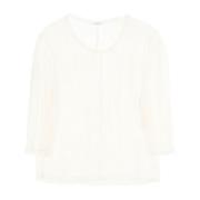 Linnen V-hals Blouse met Rafelranden By Herenne Birger , White , Dames