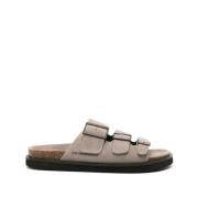 Casual Grijze Leren Sandalen Emporio Armani , Gray , Heren