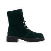 Groene Leren Enkellaarzen met Bont Giuseppe Zanotti , Green , Dames