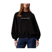 Chenille Monogram Sweater Calvin Klein , Black , Dames