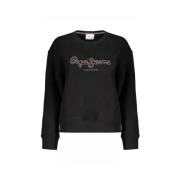 Zwarte Katoenen Sweatshirt met Logoprint Pepe Jeans , Black , Dames