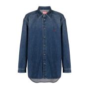 Casual Overhemd met Lange Mouwen in Blauw Diesel , Blue , Heren