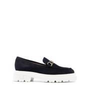 Blauwe Leren Loafers voor Casual Stijl Casadei , Blue , Dames