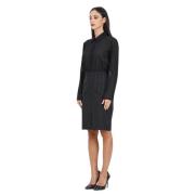 Zwart Gestreepte Knielengte Jurk Patrizia Pepe , Black , Dames