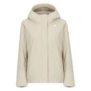 Beige Waterdichte Donsjas met Capuchon K-Way , Beige , Dames