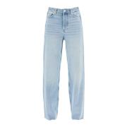 Relaxed Straight Leg Denim Jeans Ganni , Blue , Dames