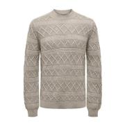 Gestructureerde Crew Neck Gebreide Trui Only & Sons , Beige , Heren