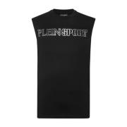 Zwarte Mouwloze T-shirt met Tijger Grafisch Plein Sport , Black , Here...