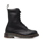 Zwarte leren enkellaarzen Dr. Martens , Black , Dames