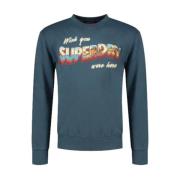 Travel Postcard Grafische Sweater Superdry , Blue , Heren