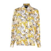 Witte Lange Mouw Viscose Shirt Versace Jeans Couture , Multicolor , Da...