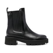 Zwarte leren enkellaarzen Casadei , Black , Dames