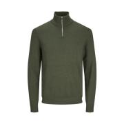 Groene Gebreide Half-Zip Trui Jack & Jones , Green , Heren