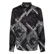 Zwarte Longsleeve Shirt Viscose Just Cavalli , Multicolor , Heren