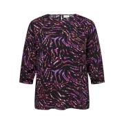 Dierenprint 3/4 Mouw Top Only Carmakoma , Purple , Dames