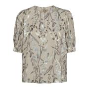 Veergrijze blouse met korte mouwen MOS Mosh , Beige , Dames