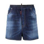 Blauwe Casual Katoen Elastaan Shorts Dsquared2 , Blue , Heren