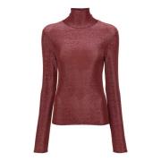 Hoge hals Lurex Jersey Sweater Forte Forte , Red , Dames