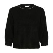 Zwart Diep Pullover Trui Kaffe , Black , Dames