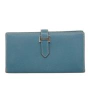 Pre-owned Leather wallets Hermès Vintage , Blue , Dames