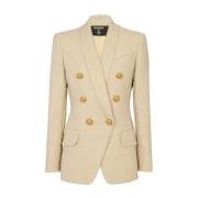 Casual Linnen Blazer met Shawl Kraag Balmain , Beige , Dames