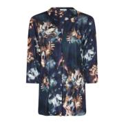 Blauwe 3/4 Mouwen Blouse met V-Hals IN Front , Blue , Dames