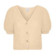 V-hals Kort Vest Amandel American Dreams , Beige , Dames