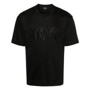 Elegante Zwarte Korte Mouw Katoenen T-shirt Giorgio Armani , Black , H...