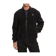 Zwarte Sherpa Zip Jas Stijlvol Comfort Guess , Black , Heren