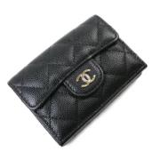 Pre-owned Leather wallets Chanel Vintage , Black , Dames