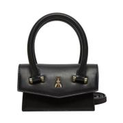 Zwarte leren mini crossbody tas Patrizia Pepe , Black , Dames