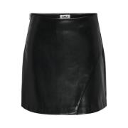 Imitatie Leren Rok Zwart Only , Black , Dames