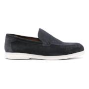 Blauwe Leren Loafers Casual Flats Doucal's , Blue , Heren