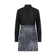 Mini Jurk met Animal Print en Hoge Hals Gaudi , Multicolor , Dames