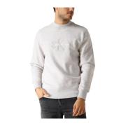 Chenille Monologo Crew Neck Sweater Calvin Klein , Gray , Heren