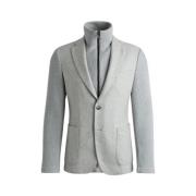 Grijze Hybride Ribgebreide Jas Hugo Boss , Gray , Heren